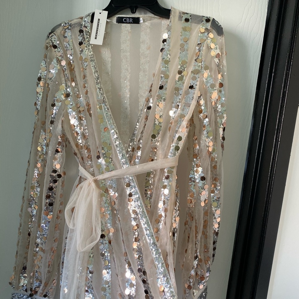 Sheer Sequin Wrap Mini
